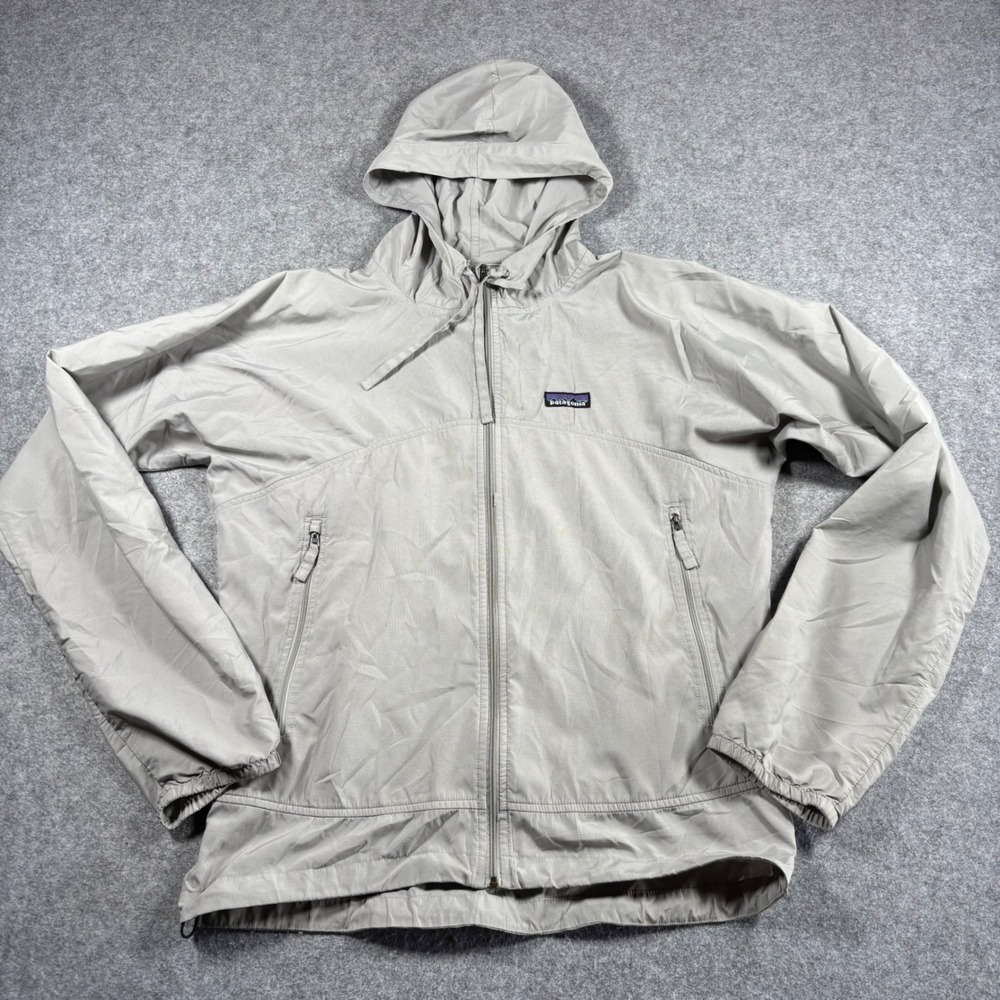 Patagonia First Sun Mens Gray Full Zip Hooded Windbreaker Jacket 28180 Small